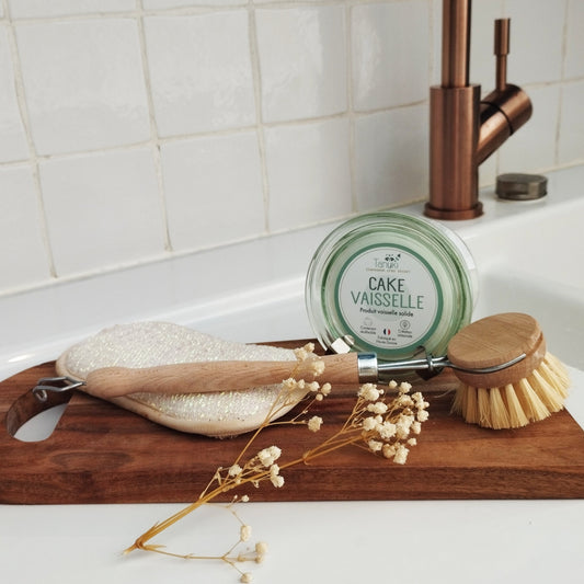 cake vaisselle produit solide zero dechet brosse vaisselle ecologique eponge lavable